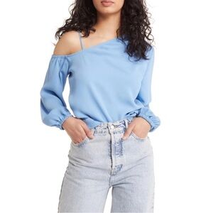Elegant Sky Blue Off-Shoulder Blouse